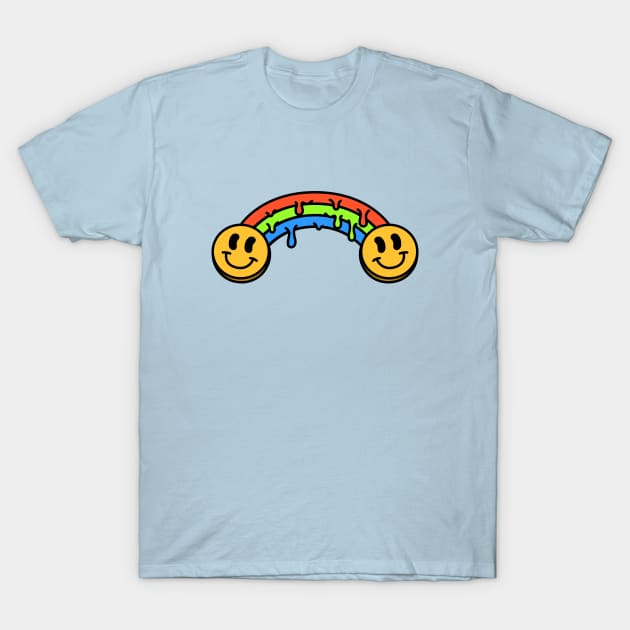 Dripping Rainbow Acid Smileys T-Shirt by imotvoksim